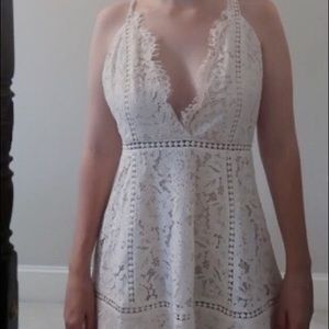 Tobi White Lace Skater Dress